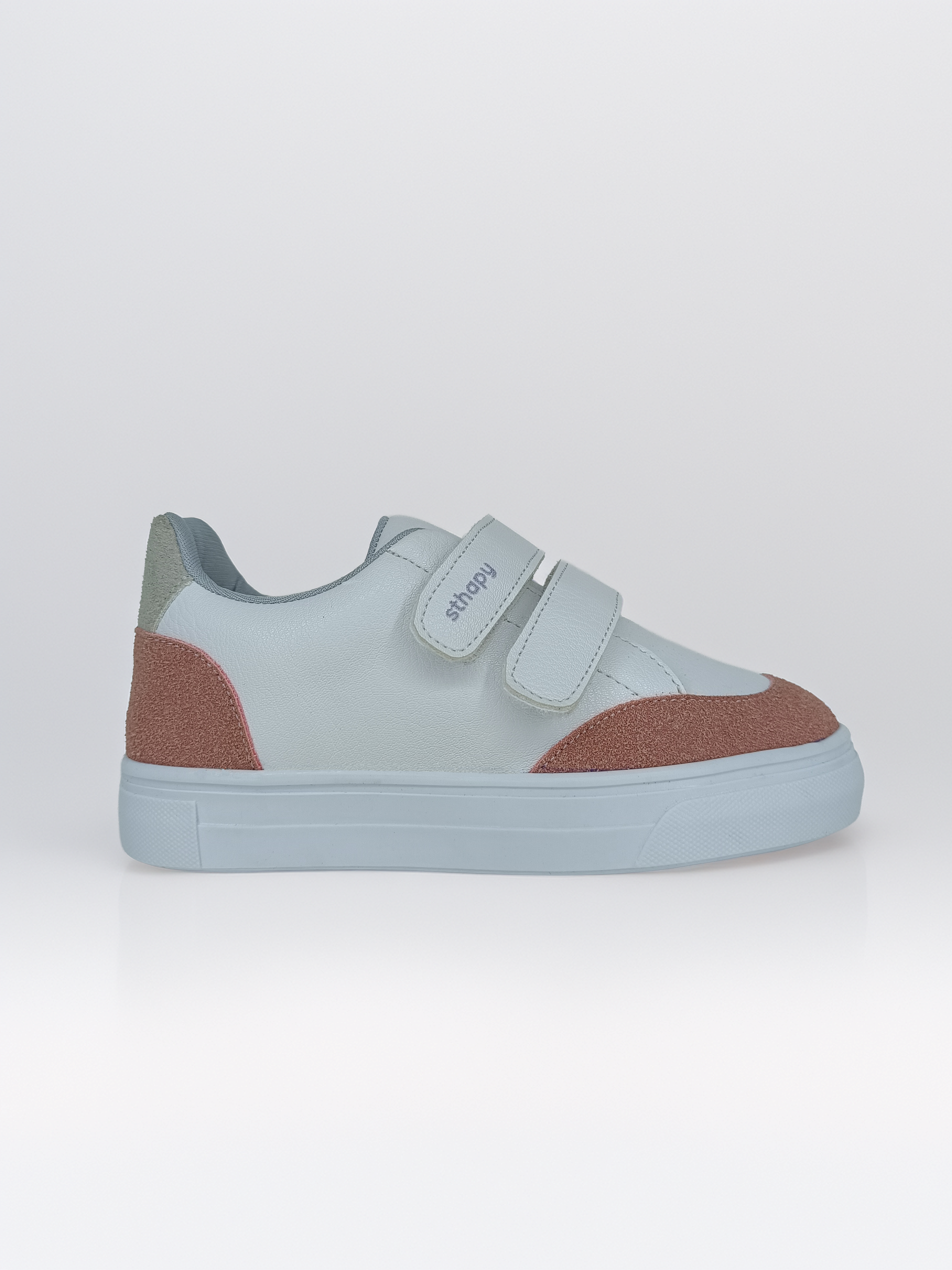 Hones Ortopedik Cırtlı Günlük Kız Çocuk Sneaker Ayakkabısı 21-35 Numara Beyaz-Pudra