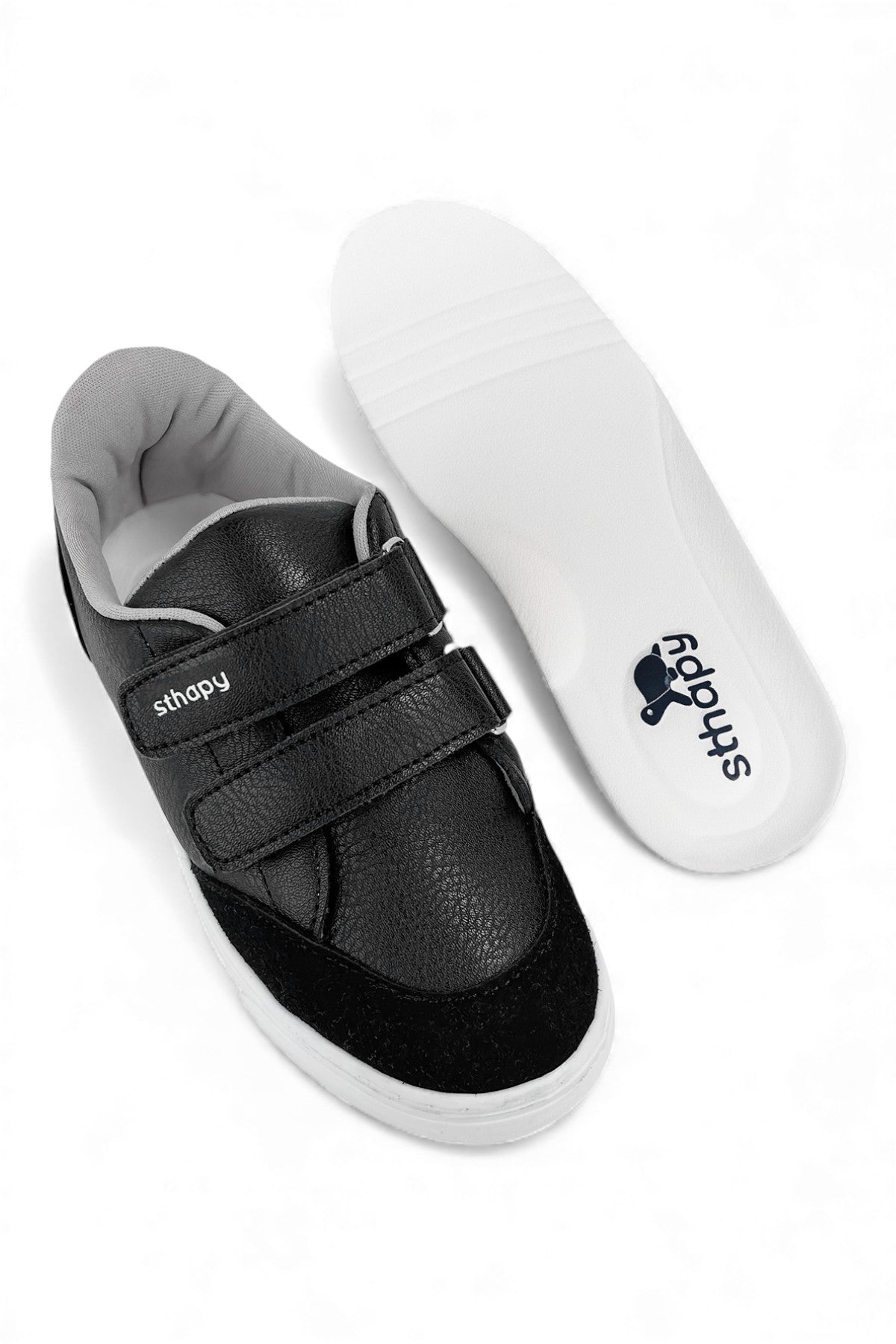 Hones Ortopedik Cırtlı Günlük Çocuk Siyah Sneaker Ayakkabısı 21-35 Numara Siyah